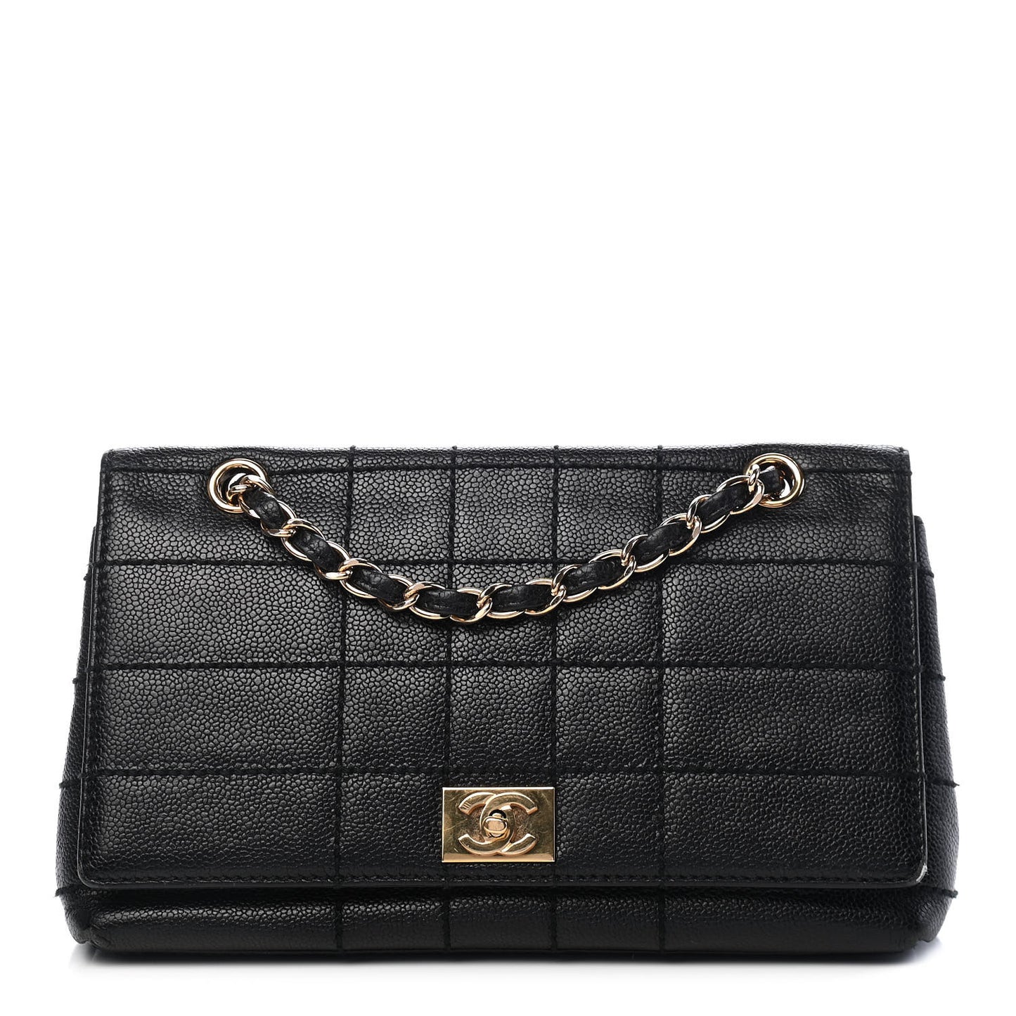 Caviar Square Stitched Small Flap Black