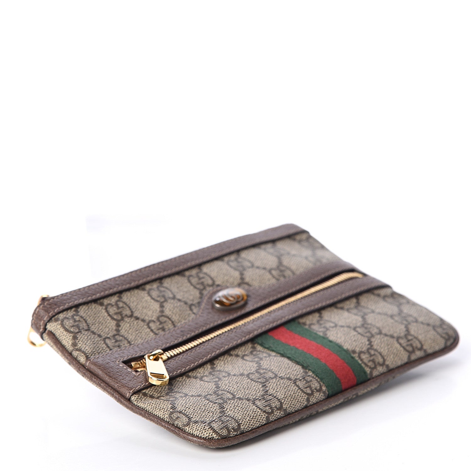 Gucci GG Supreme Monogram Web Small Ophidia Pouch Clutch Beige New Acero 3 of 5