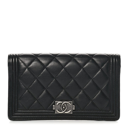 Chanel Lambskin Quilted Boy Yen Wallet Black 1 of 14