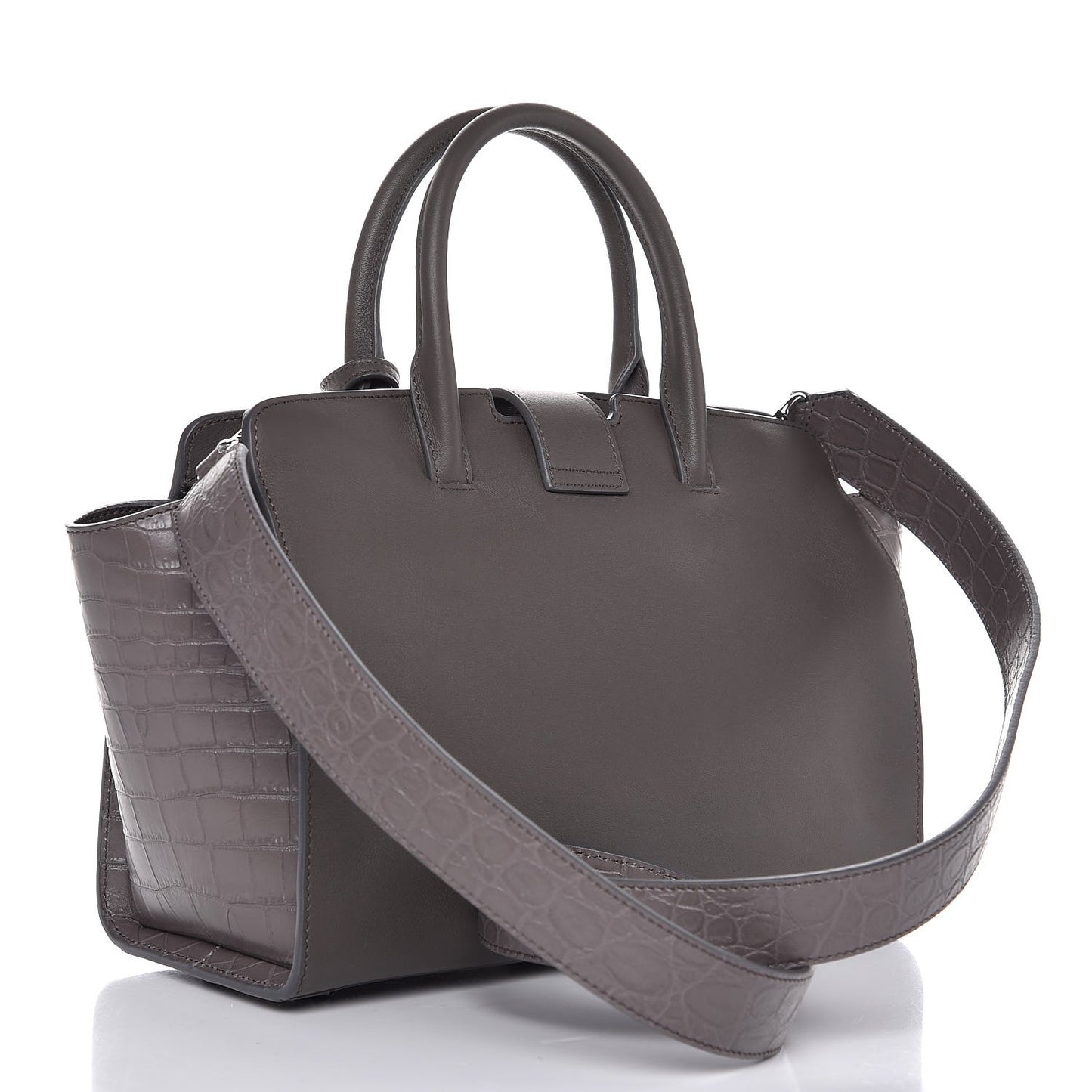 Calfskin Crocodile Embossed Baby Monogram Downtown Cabas Earth