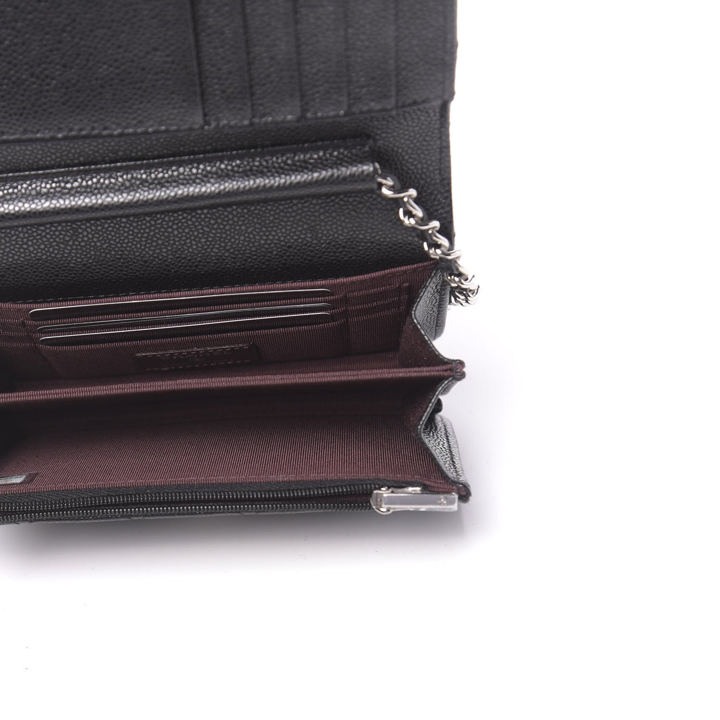 Caviar Quilted Mini Wallet On Chain WOC Black