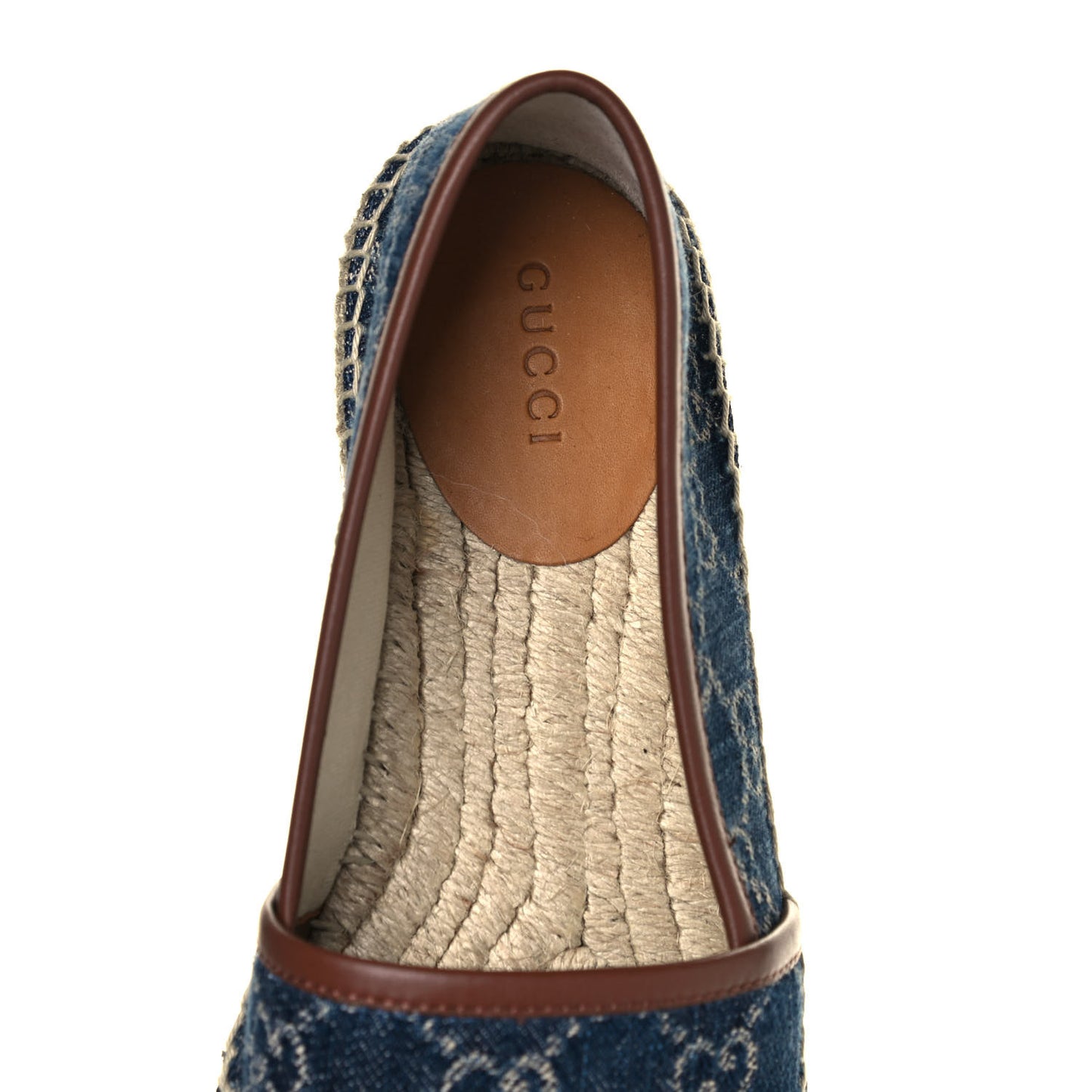 Denim GG Monogram Espadrilles 37 Blue Tea Cuir