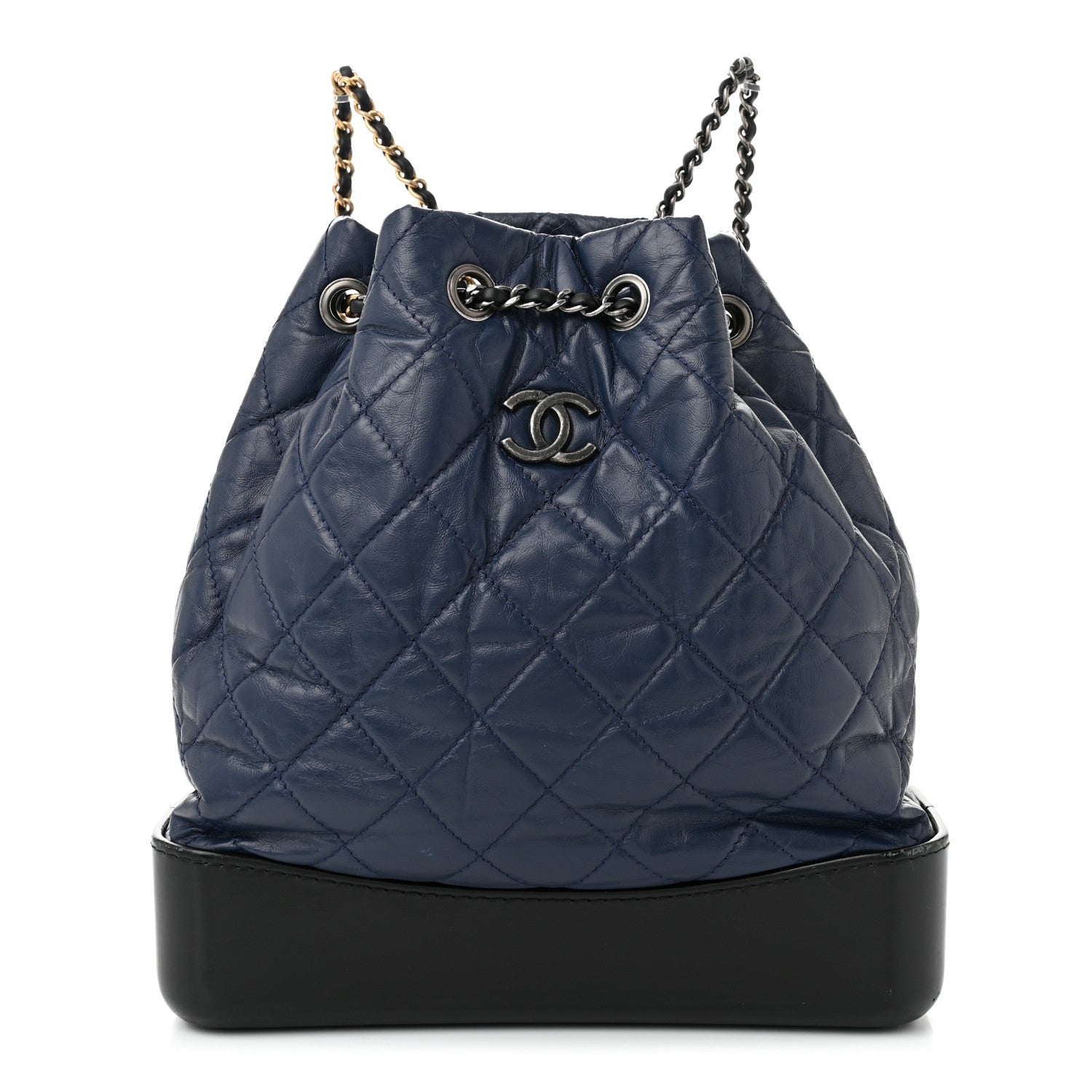 Chanel Aged Calfskin Quilted Gabrielle Backpack Navy Black 1 of 12
