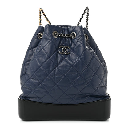 Chanel Aged Calfskin Quilted Gabrielle Backpack Navy Black 1 of 12