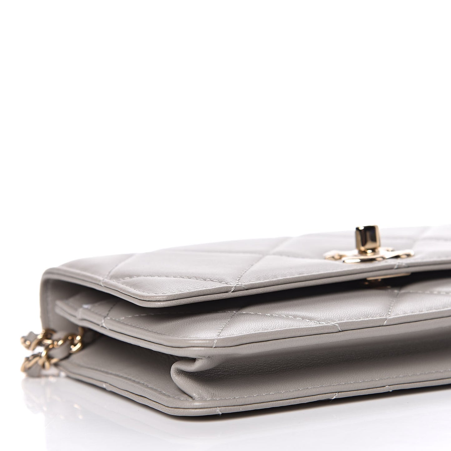 Lambskin Quilted Trendy CC Wallet On Chain WOC Grey