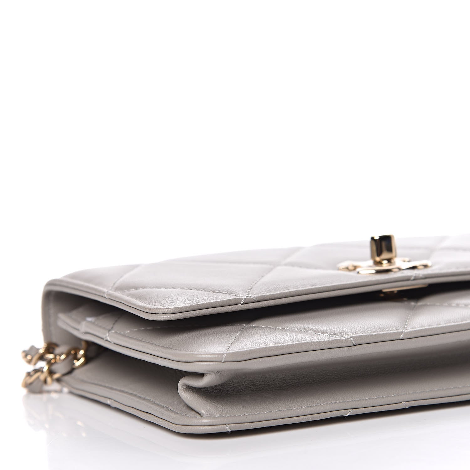 Chanel Lambskin Quilted Trendy CC Wallet On Chain WOC Grey 9 of 12