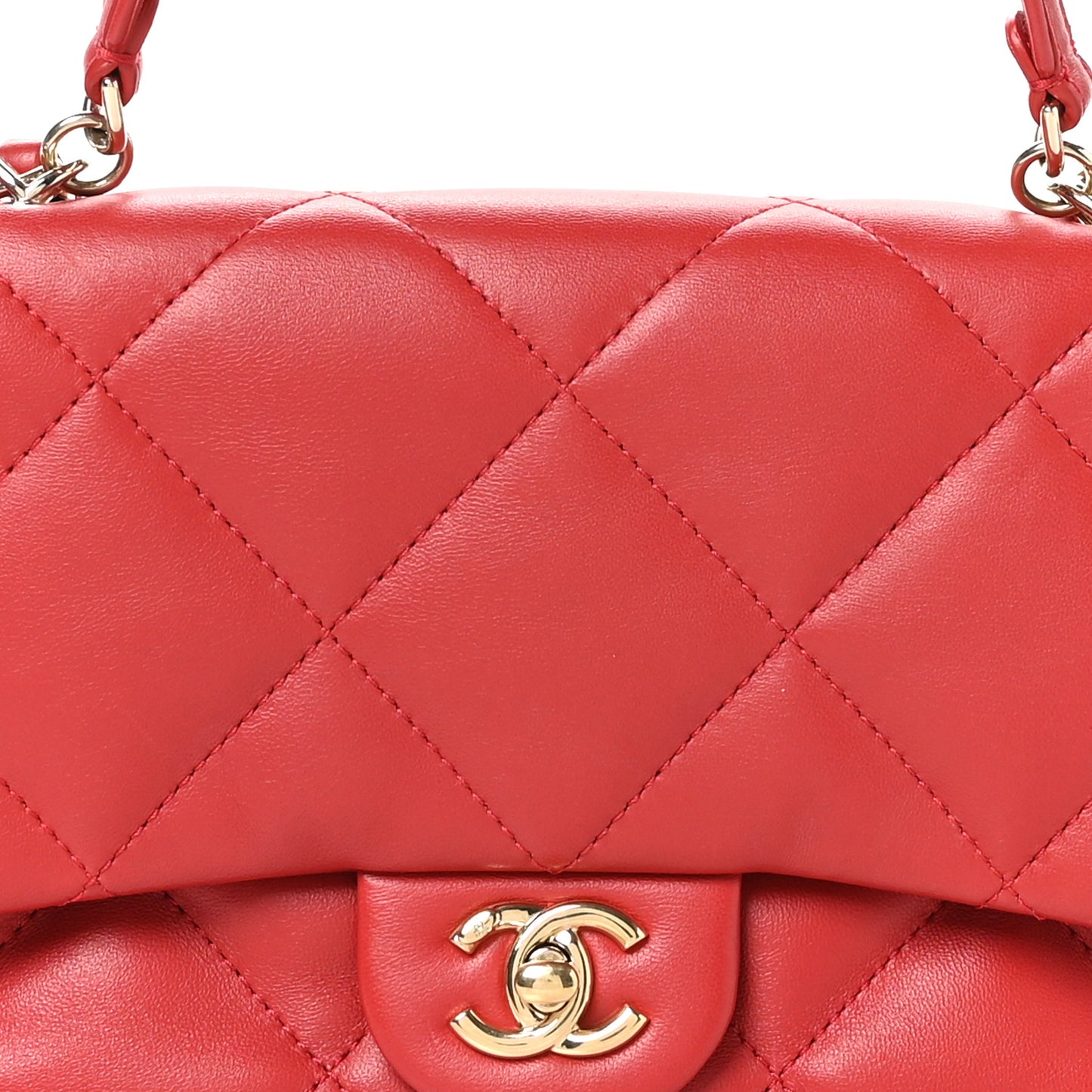 Lambskin Quilted Easy Carry Flap Red