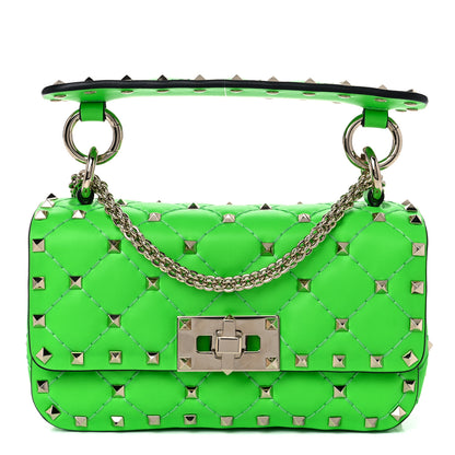 Valentino Garavani Calfskin Mini Rockstud Spike Shoulder Bag Fluo Green 1 of 8