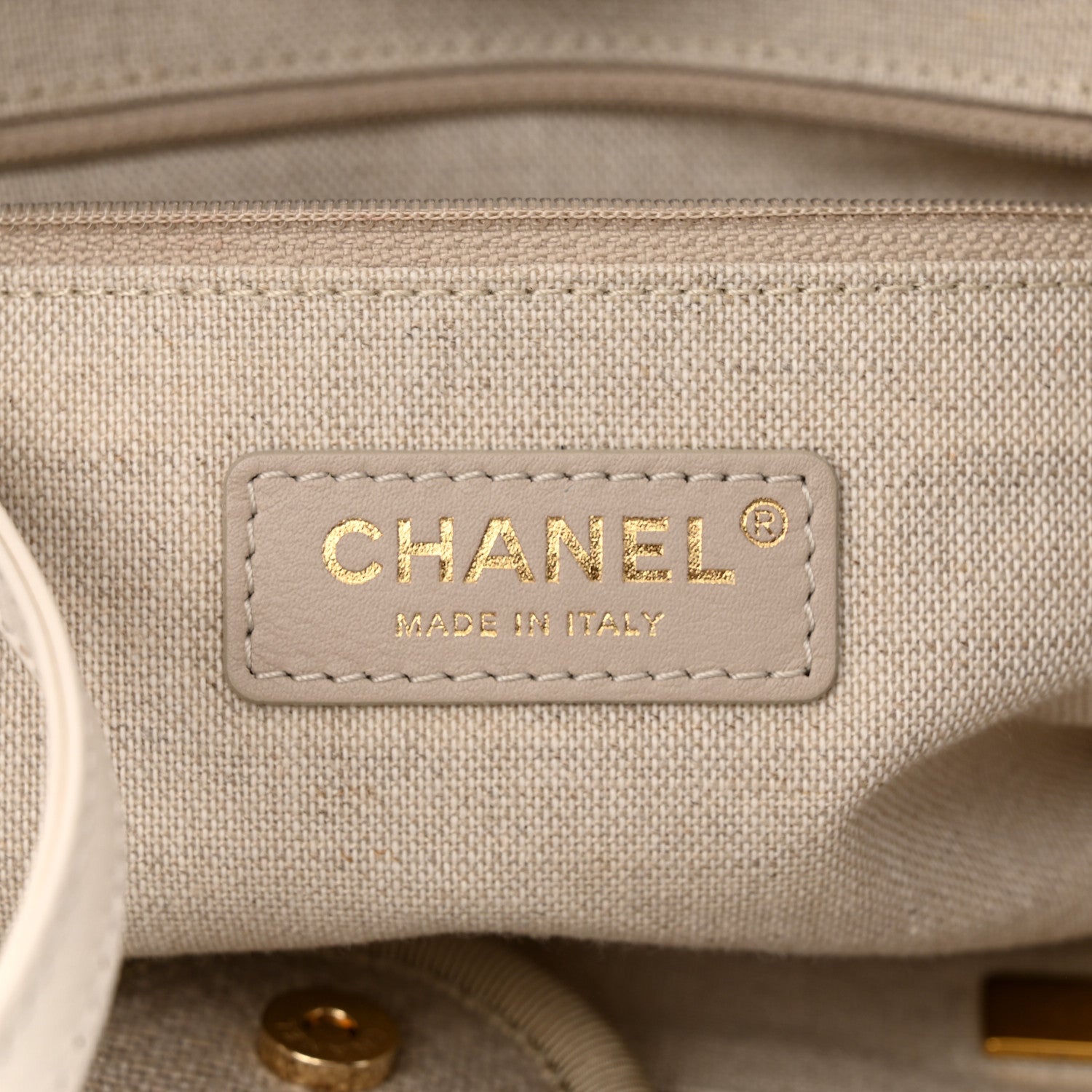 Chanel Mixed Fibers Calfskin Small Deauville Tote Beige White 7 of 12