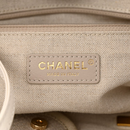 Chanel Mixed Fibers Calfskin Small Deauville Tote Beige White 7 of 12