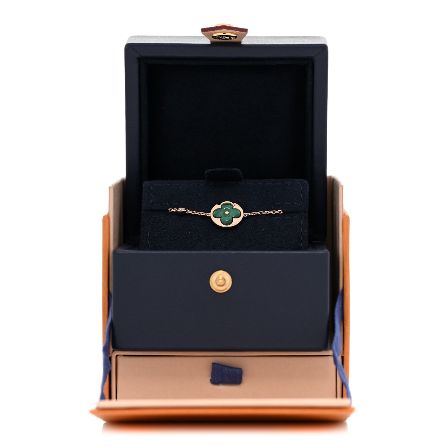 18K Pink Gold Diamond Malachite Blossom BB Sun Bracelet