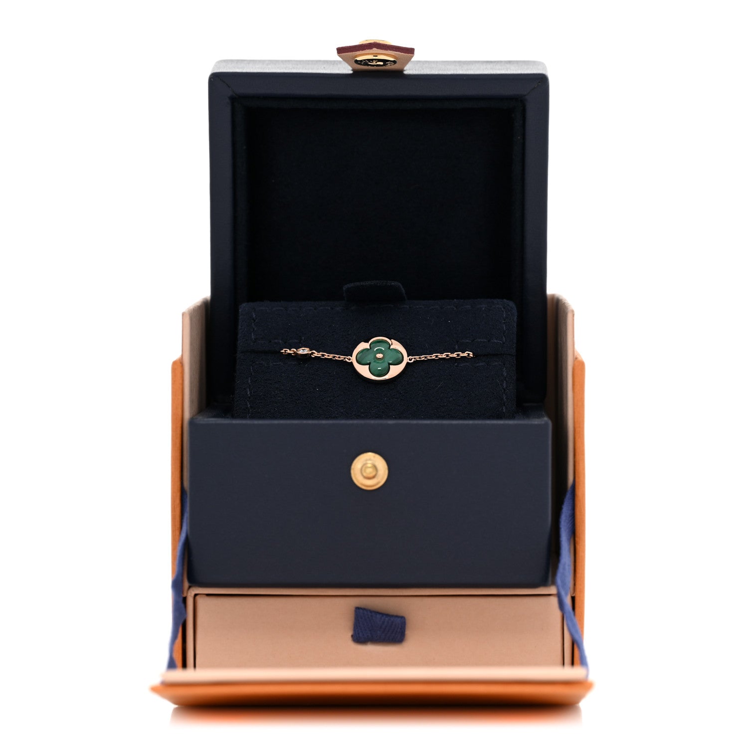 Louis Vuitton 18K Pink Gold Diamond Malachite Blossom BB Sun Bracelet 4 of 4