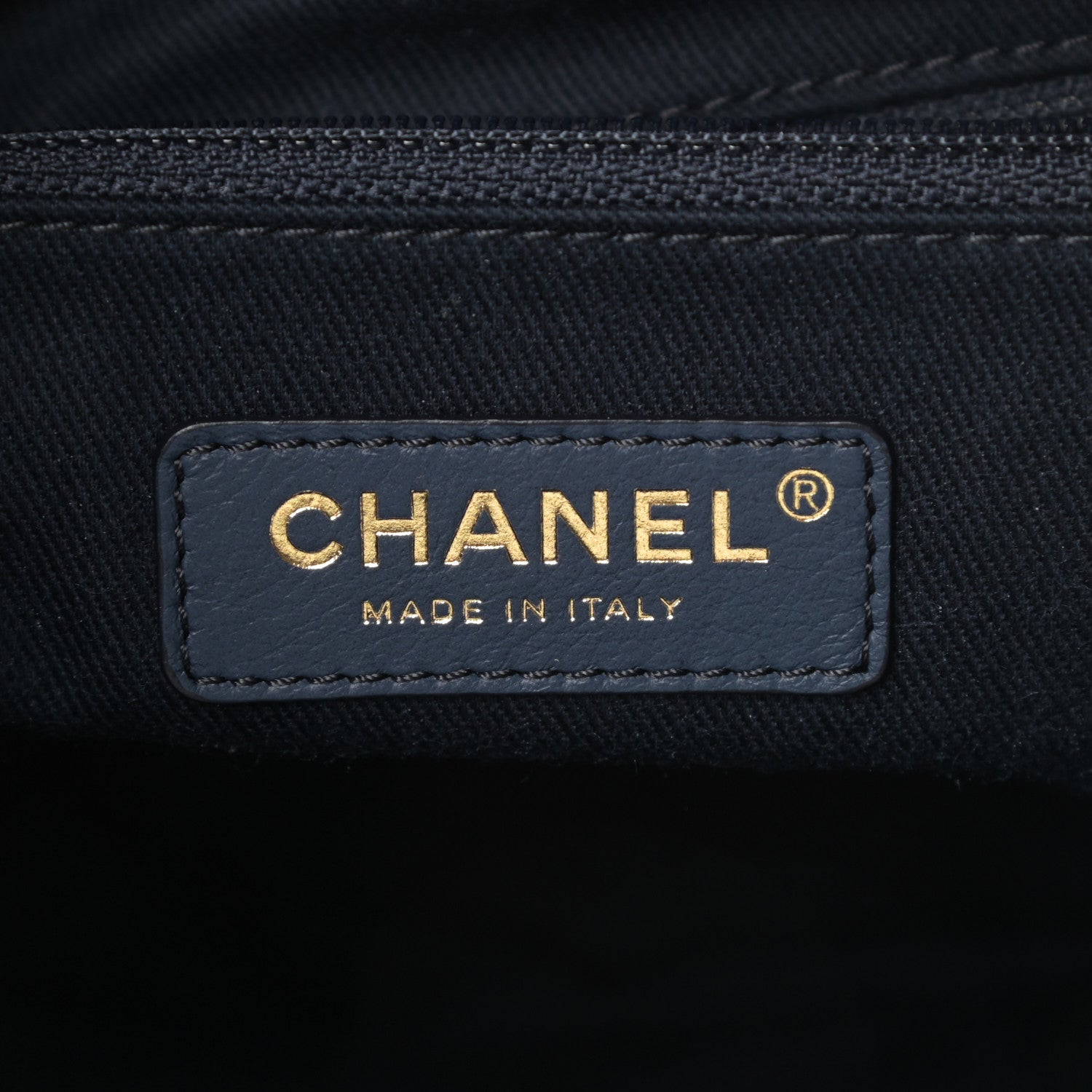 Chanel Lurex Canvas Deauville Drawstring Bag Navy Blue Gold 6 of 10