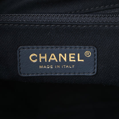 Chanel Lurex Canvas Deauville Drawstring Bag Navy Blue Gold 6 of 10