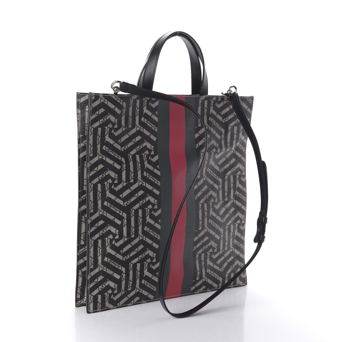 GG Supreme Monogram Caleido Web Vertical Tote Black