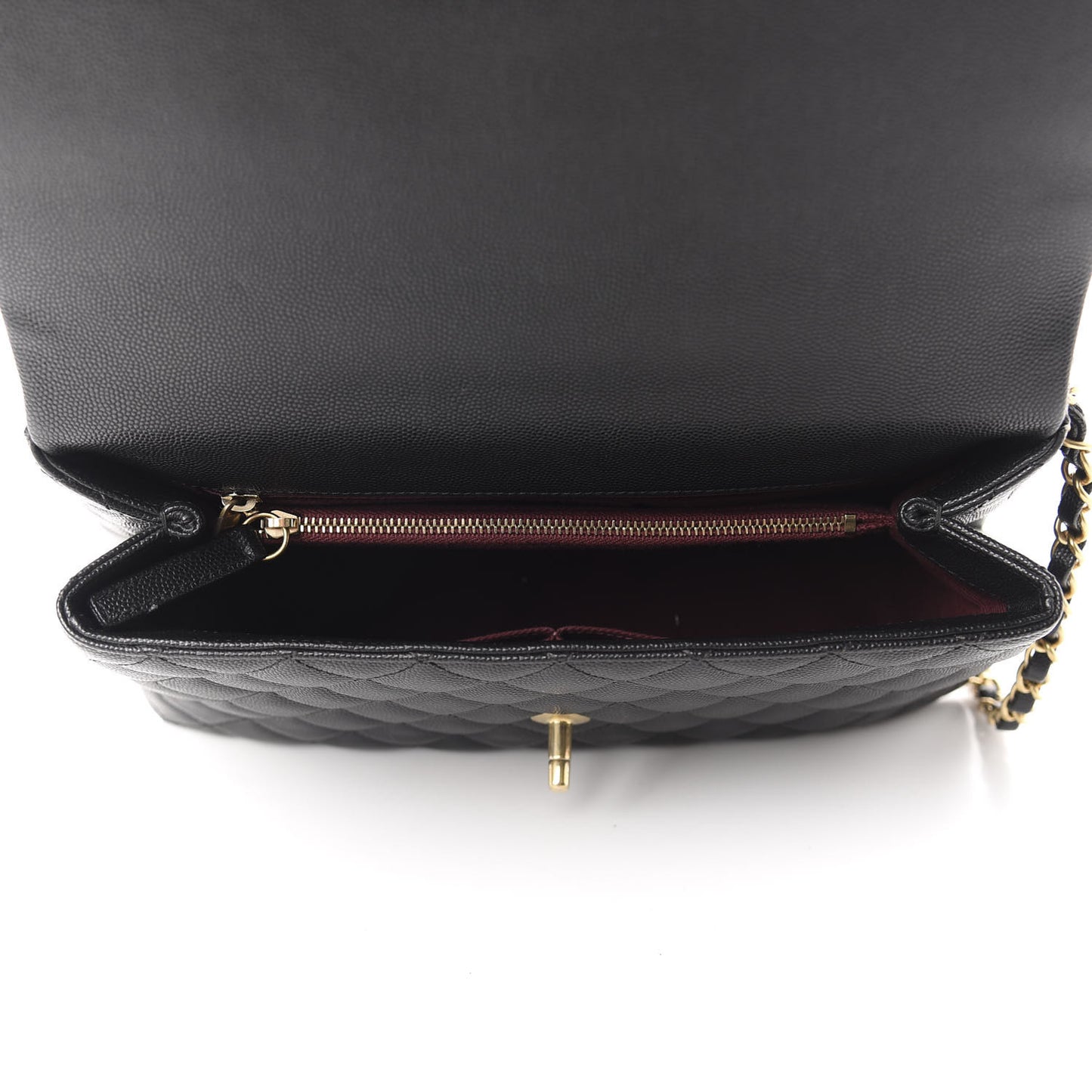 Caviar Quilted Small Coco Handle Flap Black