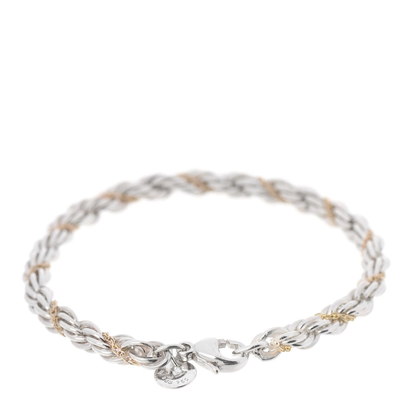 Sterling Silver 18K Yellow Gold Rope Chain Bracelet
