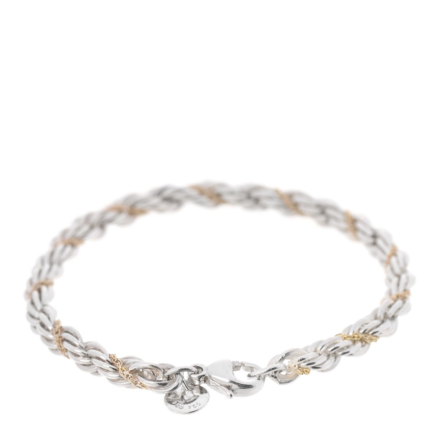 Tiffany Sterling Silver 18K Yellow Gold Rope Chain Bracelet 2 of 5