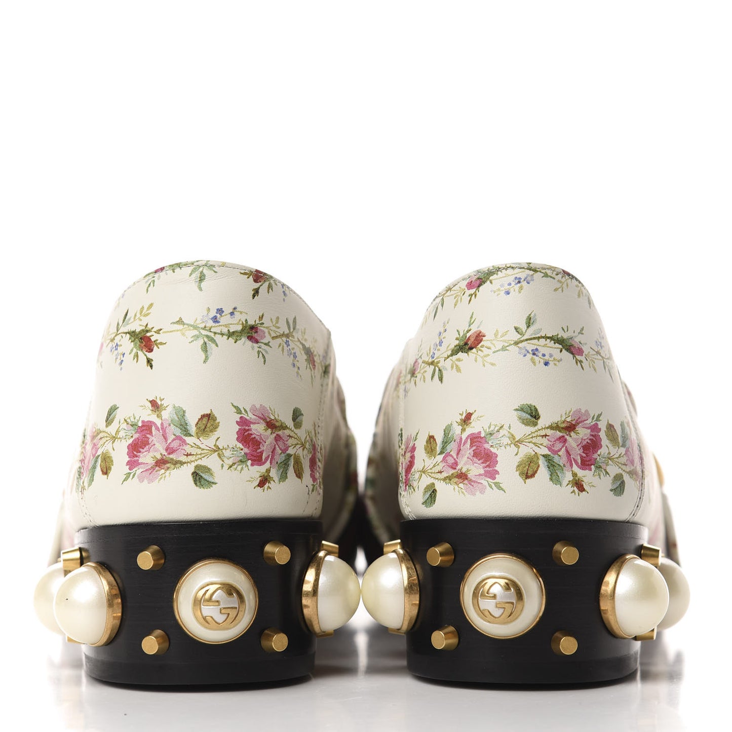 Calfskin Web Pearl Floral Embellished Peyton Loafer 37 White Multicolor