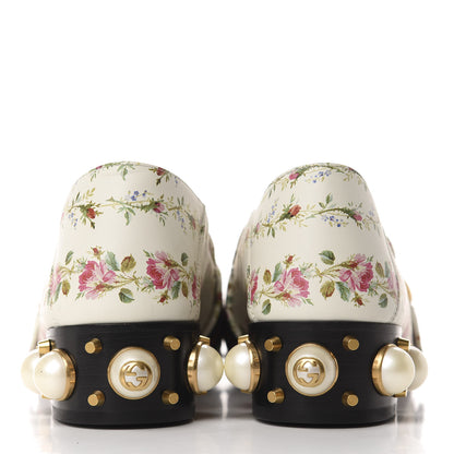 Gucci Calfskin Web Pearl Floral Embellished Peyton Loafer 37 White Multicolor 6 of 11