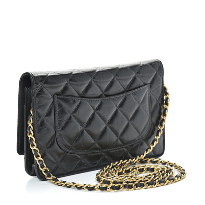 Chanel Aged Calfskin Quilted Lucky Charms Casino 2.55 Reissue Wallet On Chain WOC Black 2 of 11