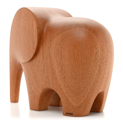 Hermes Mahogany Wood Elephant Lao Paperweight Naturel 5 of 9