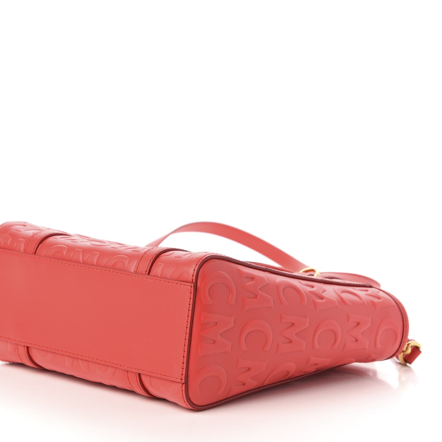 MCM Calfskin Monogram Mini Toni Tote Poppy Red 8 of 9