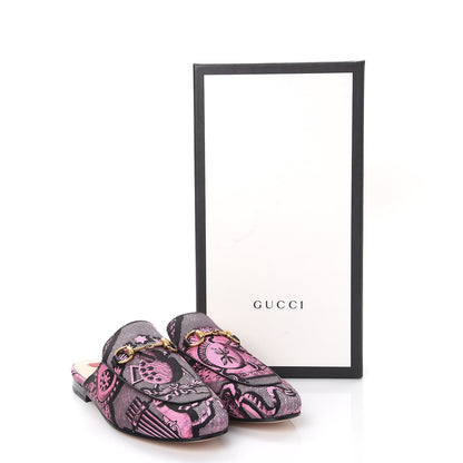 Gucci Silk Satin Saint Romain Womens Princetown Slippers 36.5 Pink Black 9 of 9