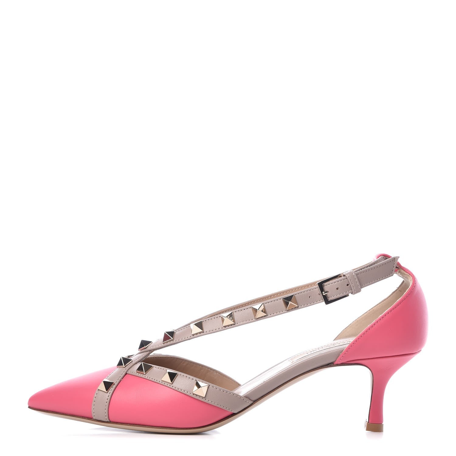Valentino Garavani Calfskin Nappa Rockstud Cross Strap D'Orsay 55mm Pumps 35.5 Shadow Pink Poudre 1 of 10
