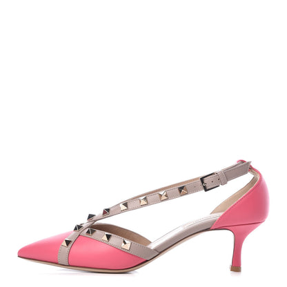 Valentino Garavani Calfskin Nappa Rockstud Cross Strap D'Orsay 55mm Pumps 35.5 Shadow Pink Poudre 1 of 10