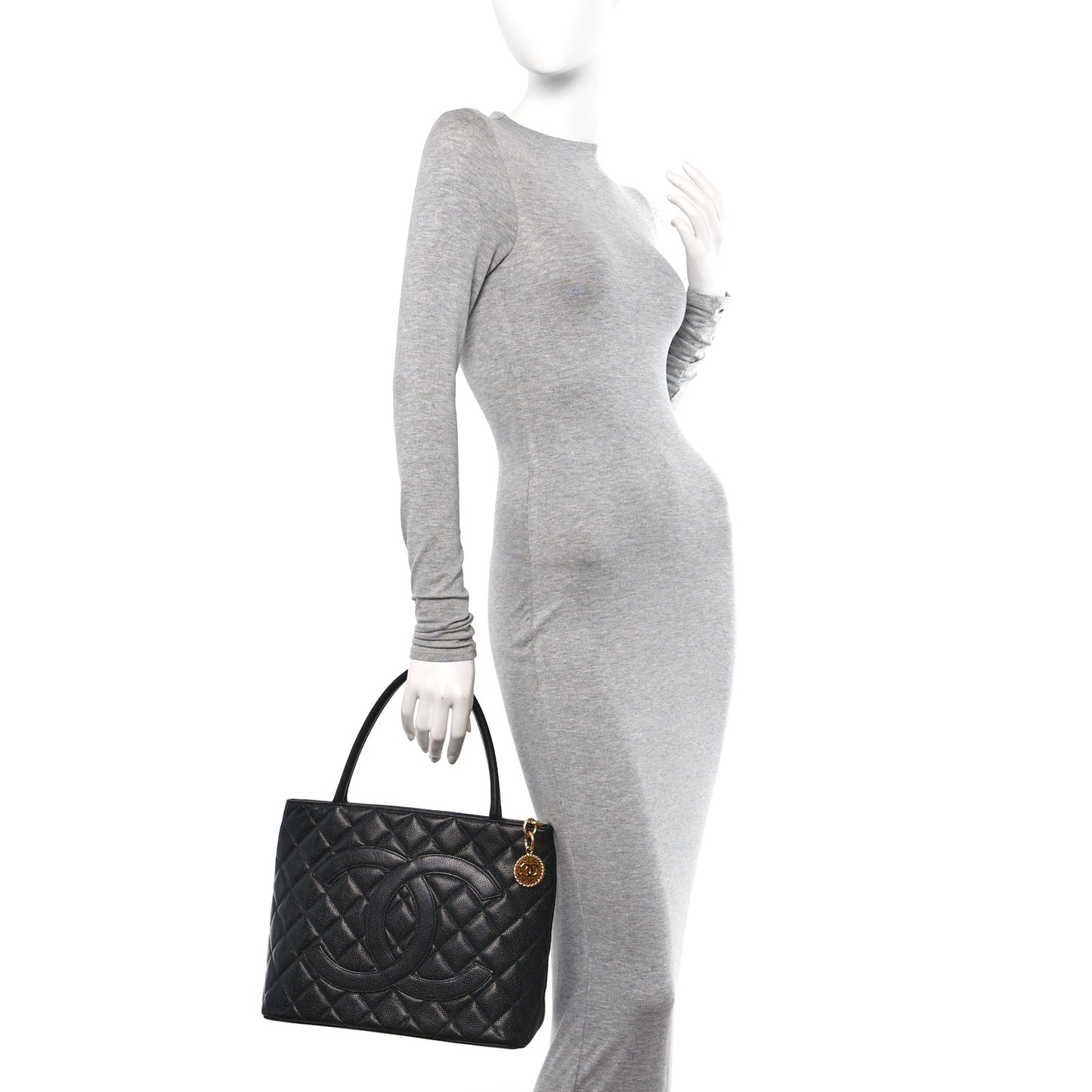 Caviar Quilted Medallion Tote Black