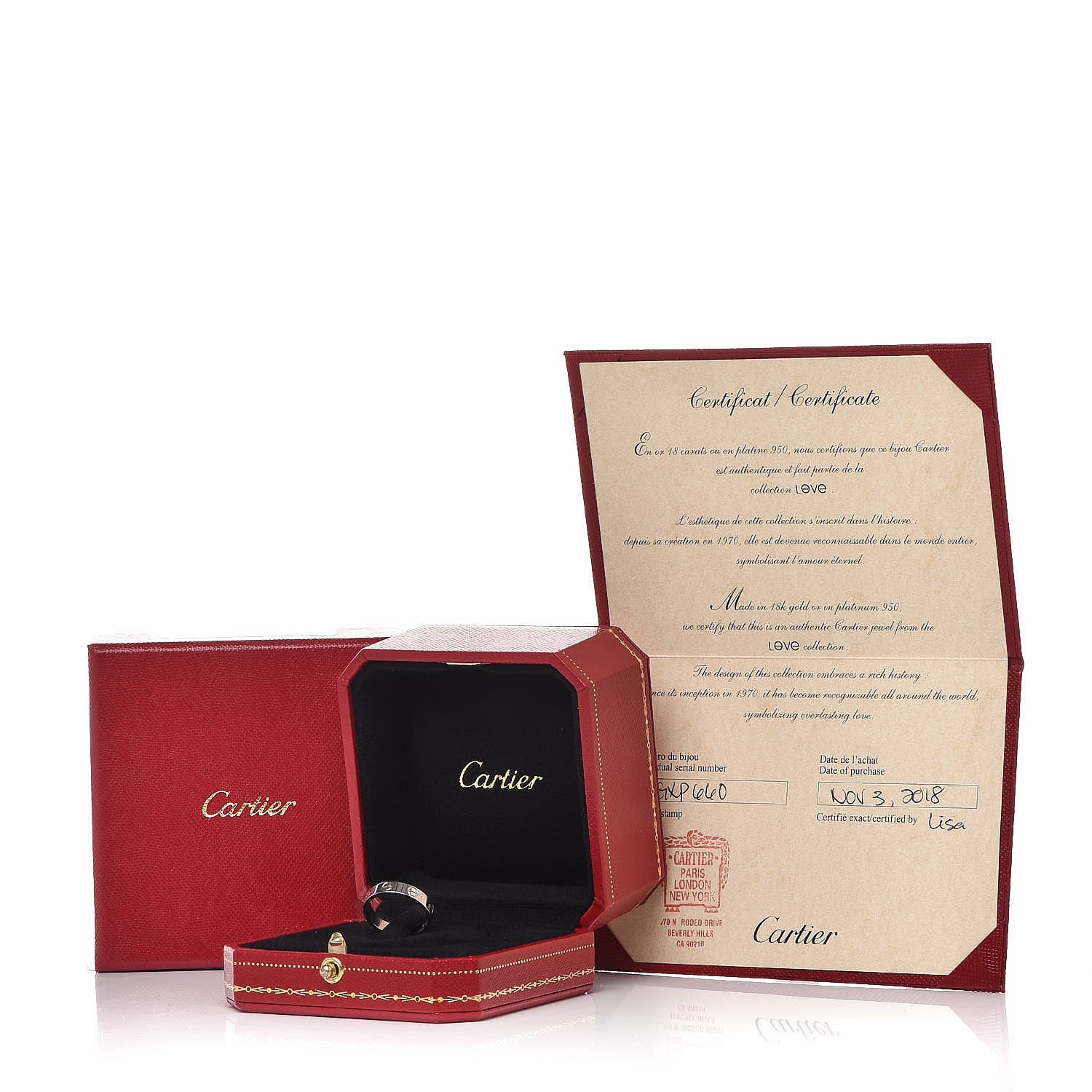Cartier 18K White Gold 3.5mm LOVE Wedding Band Ring 49 4.75 5 of 5