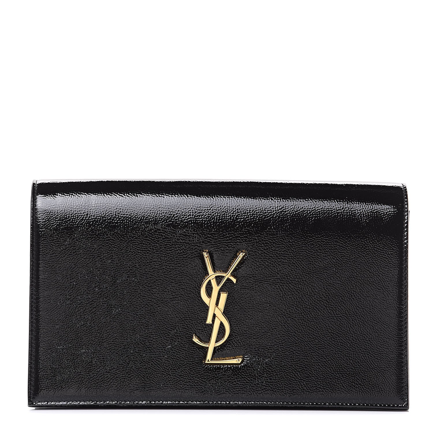 Saint Laurent Textured Patent Classic Kate Monogram Clutch Black 1 of 8