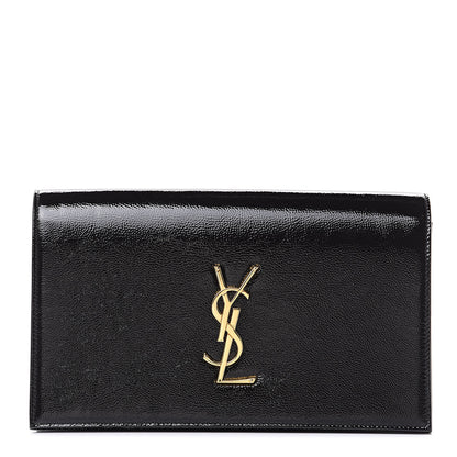 Saint Laurent Textured Patent Classic Kate Monogram Clutch Black 1 of 8