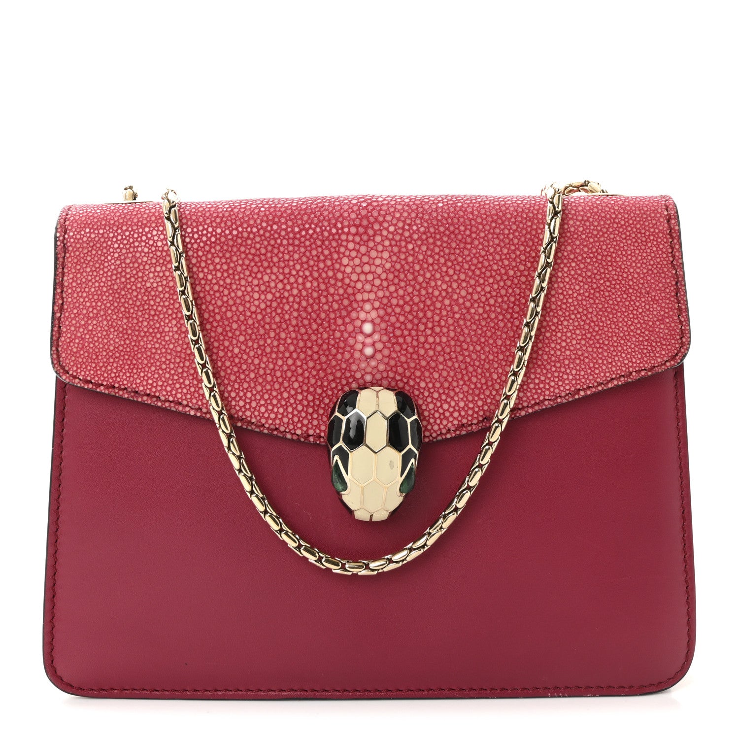 Bulgari Calfskin Galuchat Serpenti Forever Crossbody Bag Dark Pink 1 of 9