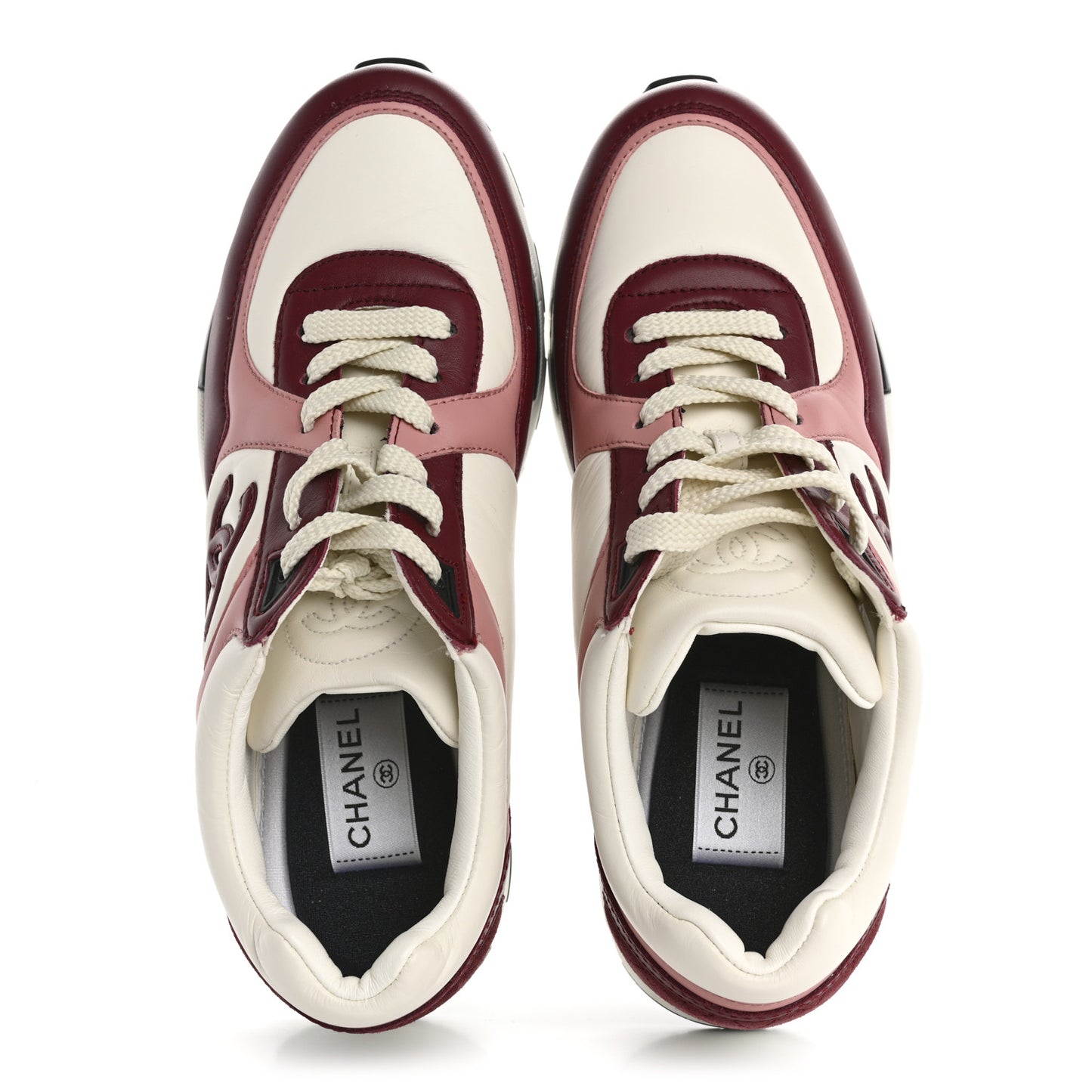 Calfskin CC Sneakers 38.5 Light Burgundy White Pink