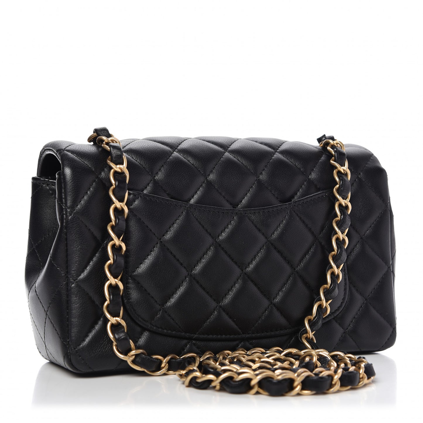 Lambskin Quilted Mini Rectangular Flap Black