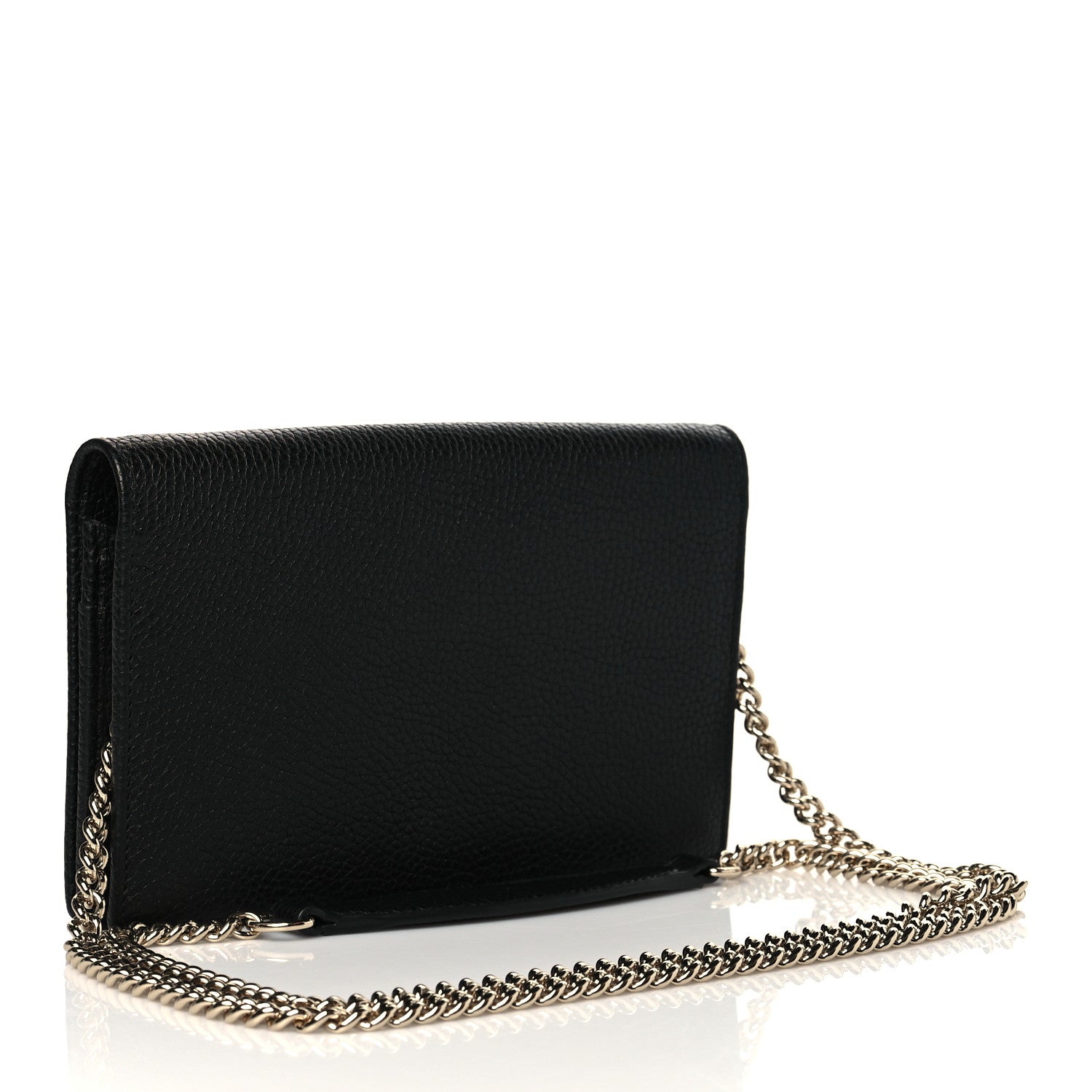 Gucci Pebbled Calfskin Soho Wallet on Chain Black 3 of 9