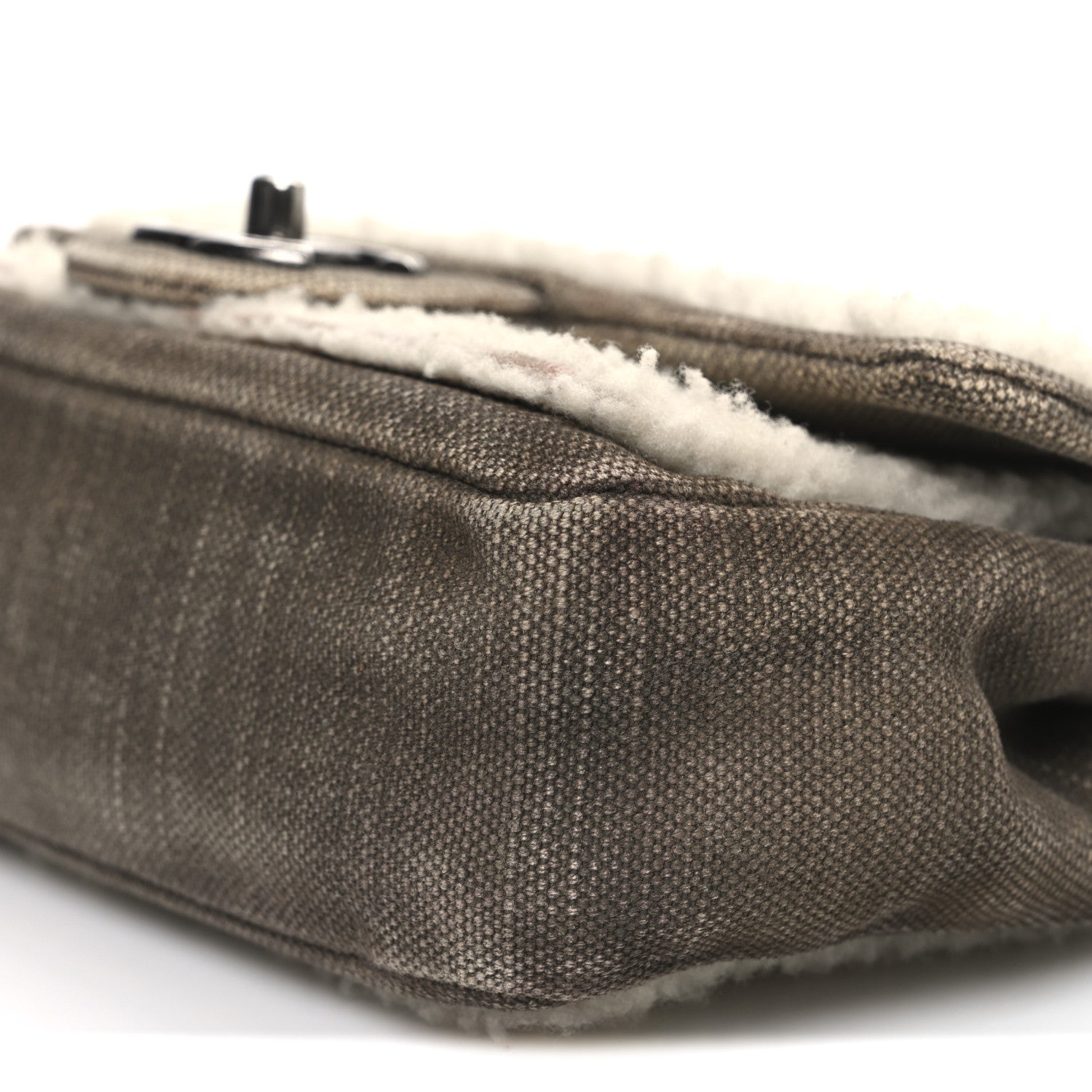 Chanel Shearling Sheepskin Denim Small Paris Dallas Sheriff's Star Flap Brown White 10 of 11