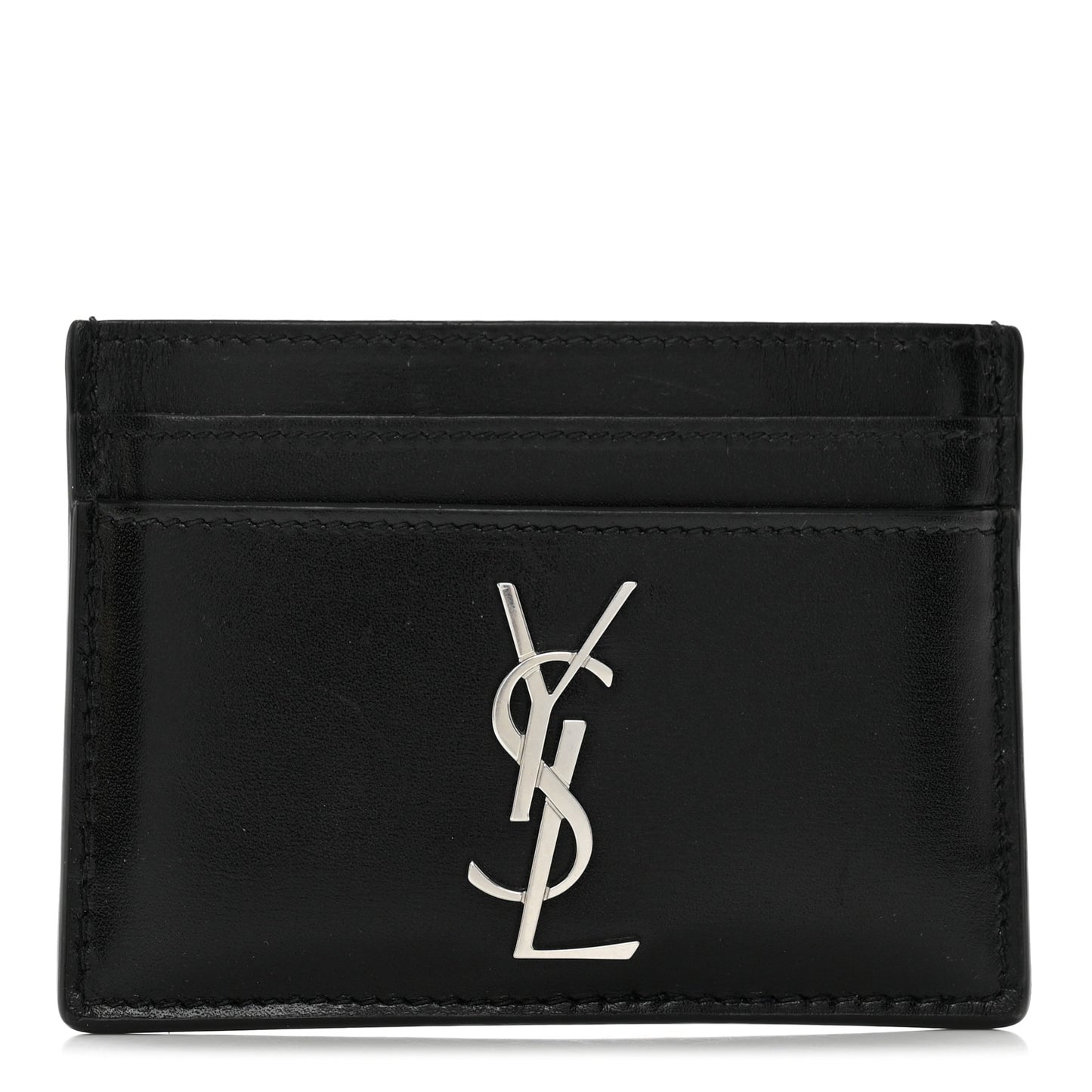 Calfskin Monogram Credit Card Case Black