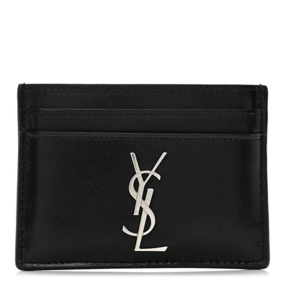 Saint Laurent Calfskin Monogram Credit Card Case Black 1 of 12