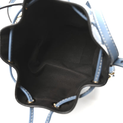Fendi Denim Jacquard FF Effect Vitello Grace Multicolor Mini Mon Tresor Bucket Bag Blue White 5 of 10