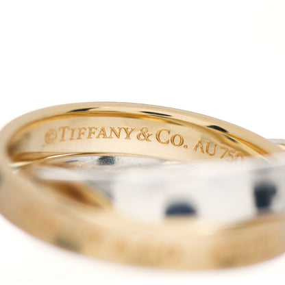 Tiffany Sterling Silver 18K Yellow Gold 1837 Interlocking Circles Ring 54 7 4 of 4