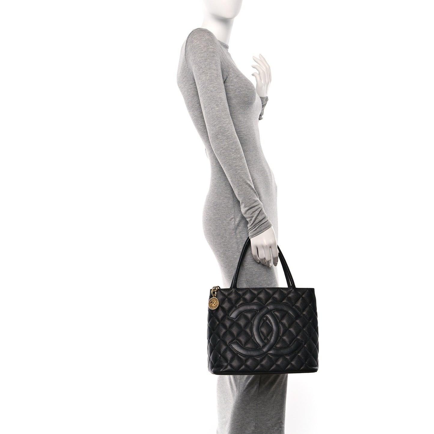 Caviar Quilted Medallion Tote Black