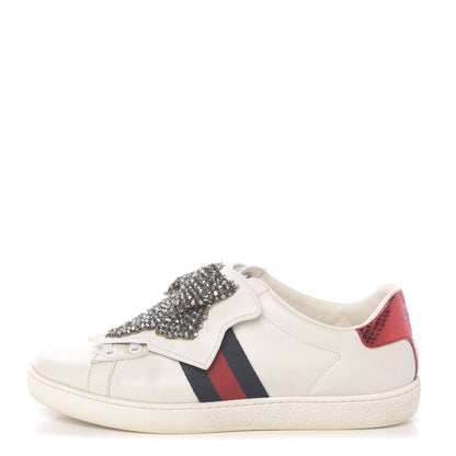 Gucci Calfskin Ayers Web Womens Ace Bow Lace Sneakers 37 White 1 of 16