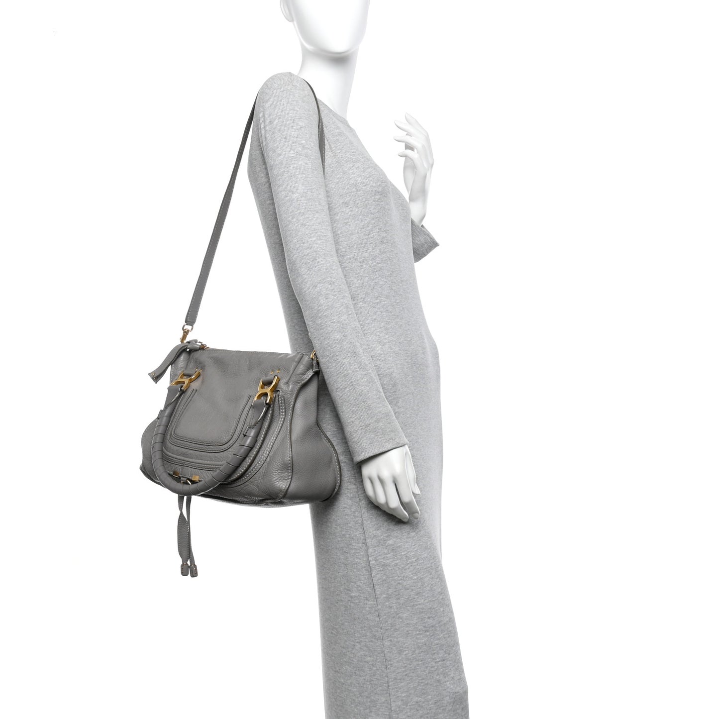 Calfskin Medium Marcie Satchel Cashmere Grey
