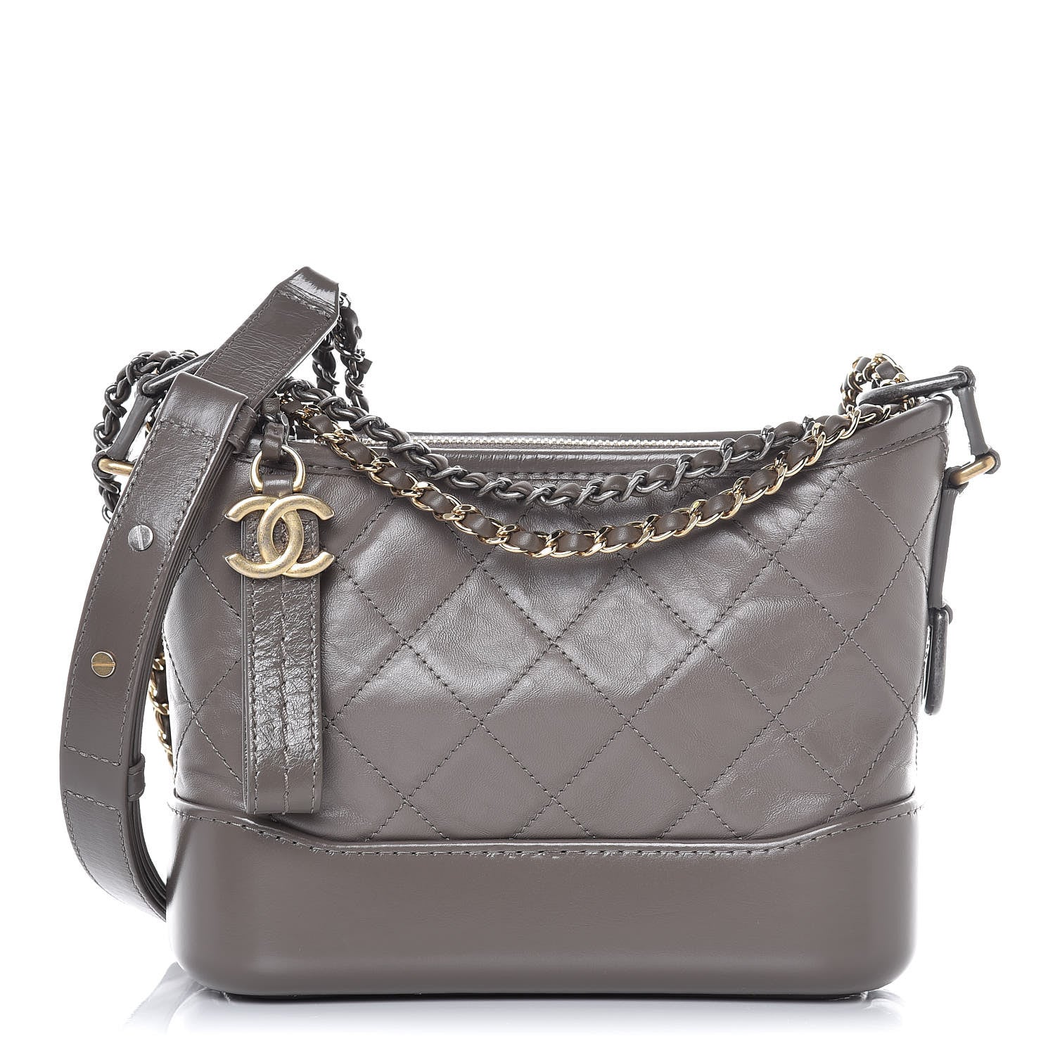 Chanel Aged Calfskin Quilted Small Gabrielle Hobo Grey 1 of 9