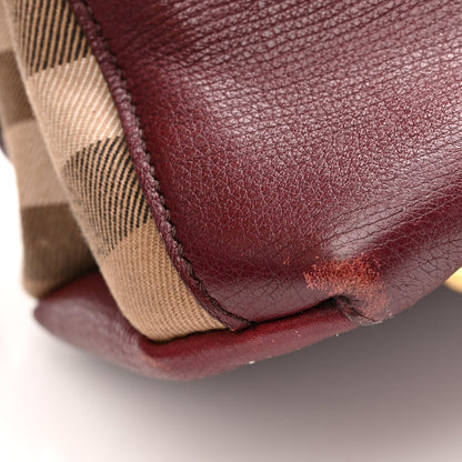 Burberry Grainy Calfskin House Check Medium Banner Tote Mahogany Red 14 of 15