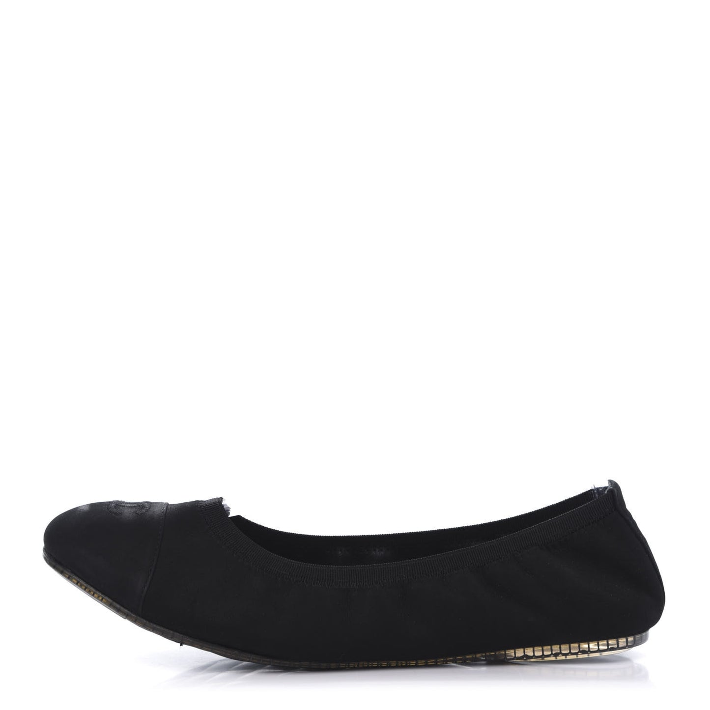 Fabric CC Elastic Cap Toe Ballerina Flats 38 Black Silver