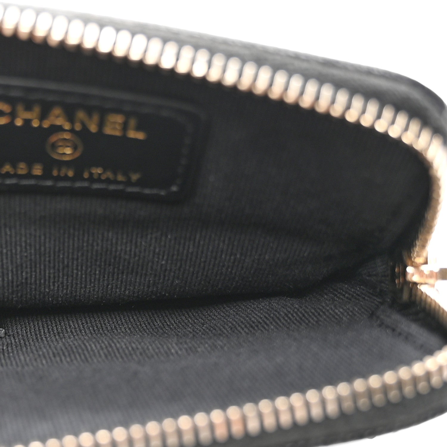 Chanel Caviar Quilted Crystal Zip Card Holder Wallet Black 5 of 8